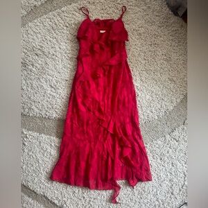 Altar'd State Red Ruffled Tiered Cocktail Gown